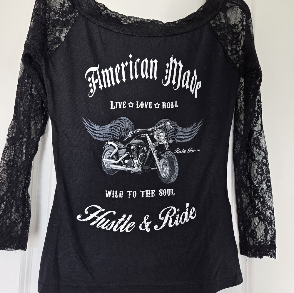 Demi Loon Black Lace Top Amercian Made Size Small - Picture 3 of 5